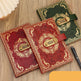 Three ornate notebooks with combination locks on a wooden surface.