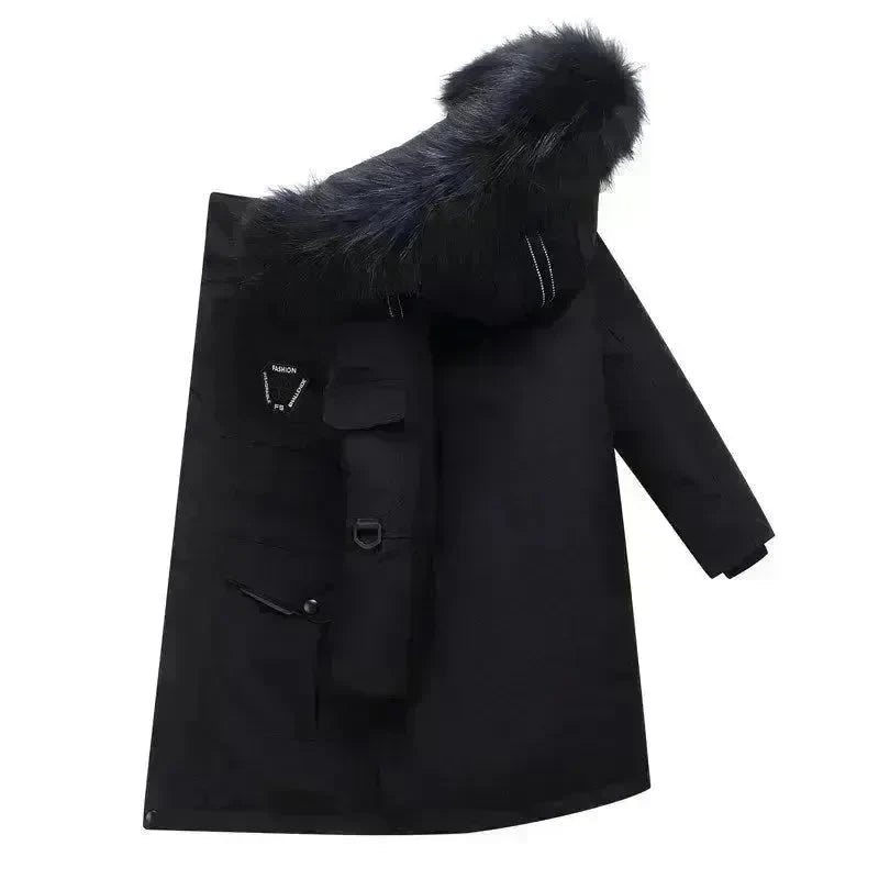Children's Down Jacket Windproof Thick Fur Collar Winter Coat Jacket - EX-STOCK CANADA