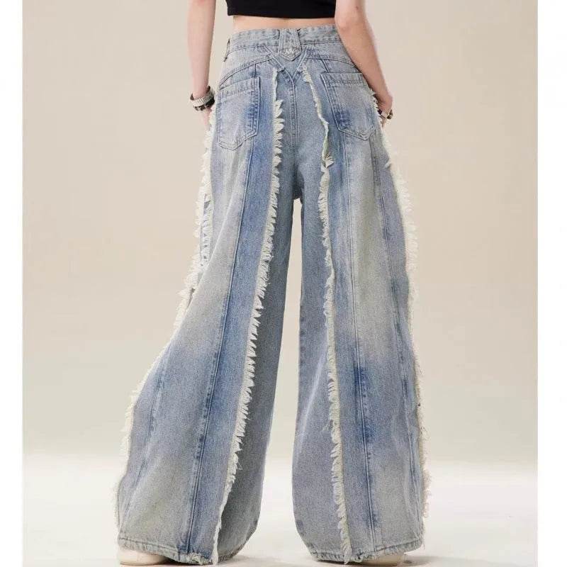Jeans Destroyed Loose Burrs Wide Leg Bootcut Pants - EX-STOCK Canada