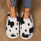 Cute Cow Spotted Plush Slippers Winter Warm Non-slip Bedroom Floor Fuzzy Slipper Couple Women House Shoes - EX-STOCK Canada
