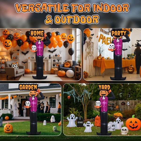 12ft Caped Pumpkin Man, Halloween Inflatable Decoration 12V - EX-STOCK Canada