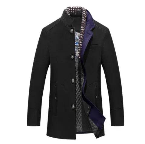 Medium Length Slim Fit And Versatile Stand Collar Men's Coat - EX-STOCK Canada