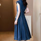 New Modified Version Denim Jeans Flared Midi Dress Female Machine Embroidery Retro - EX-STOCK Canada