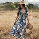 Floral Summer Beach Dress With V Neck Elastic Waist Dresses For Women - EX-STOCK Canada