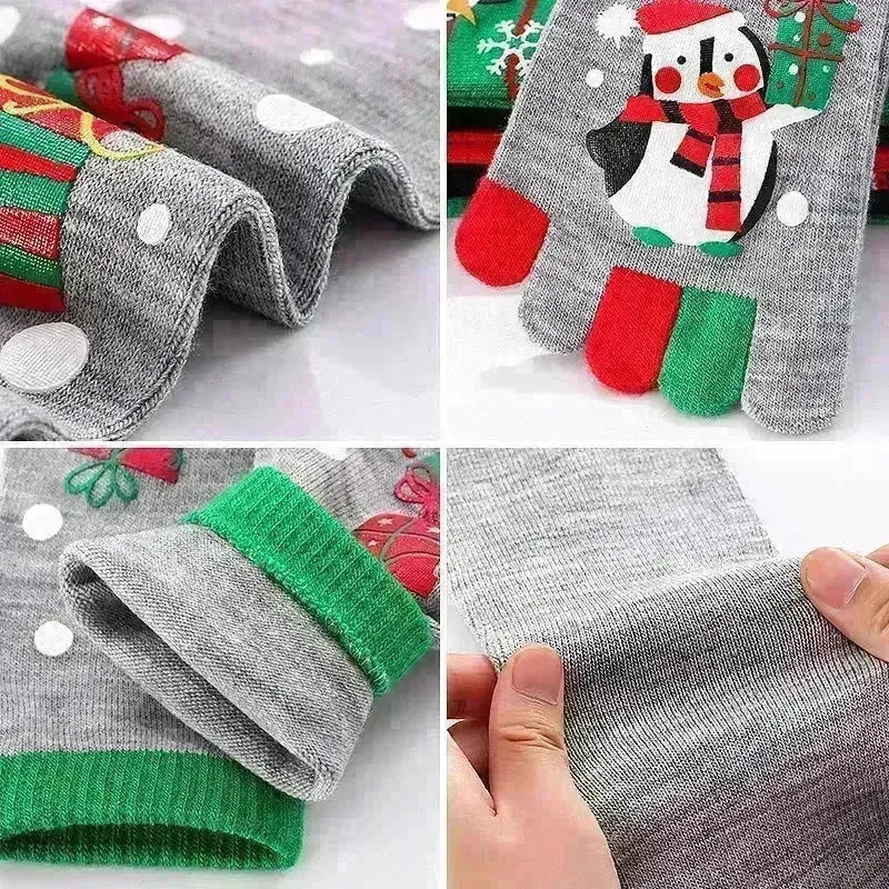 Cute Winter Christmas socks Five-finger  Elastic absorbent Split-toe - EX-STOCK CANADA