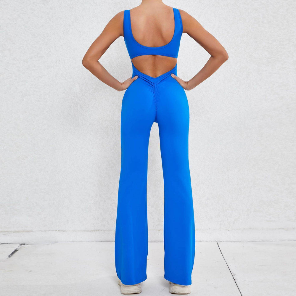 Hollow Back Workout Jumpsuit Sports Athleisure Yoga Wide Leg Jumpsuit - EX-STOCK Canada