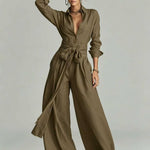 Neutral colour women's linen-blend coordinated set