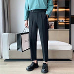 Work Office Business Formal Men's Trouser Draping Cropped Small Suit Pants Men - EX-STOCK Canada