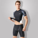 Lycra Men's Rashguard Swimming Suit Short Sleeve New Split Rash Guard Diving Suit Tight Qucik Dry Surfing Swimwear 