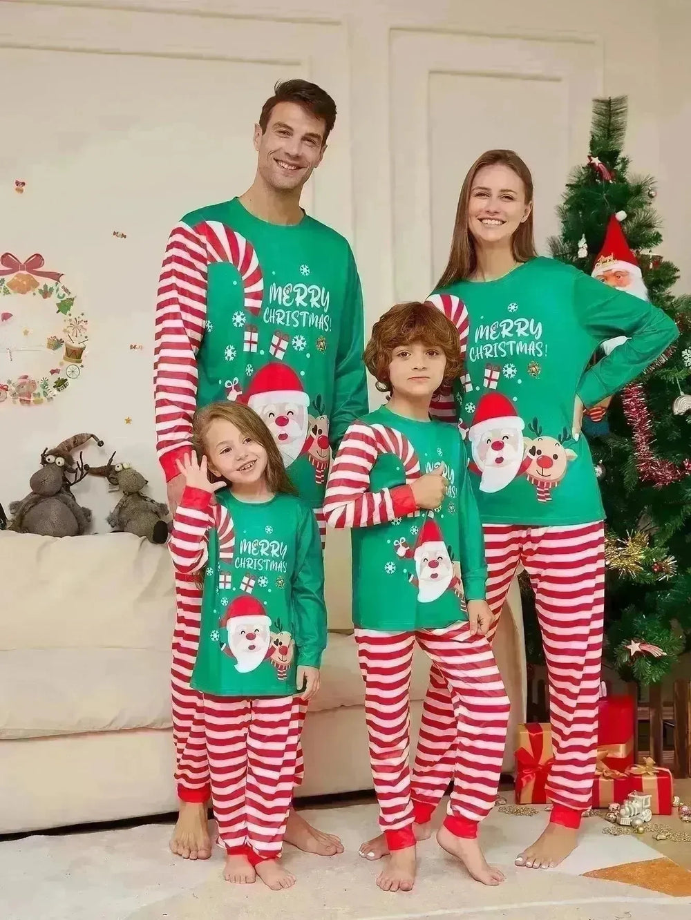 Cartoon Santa Claus Letter Printing Parent-child Christmas Pajamas Home Wear Suit - EX-STOCK CANADA