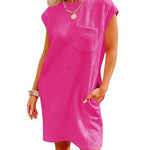 Summer Round-neck Short-sleeve Dress With Pockets Fashion Casual Loose Sports Dresses For Women Clothing - EX-STOCK Canada