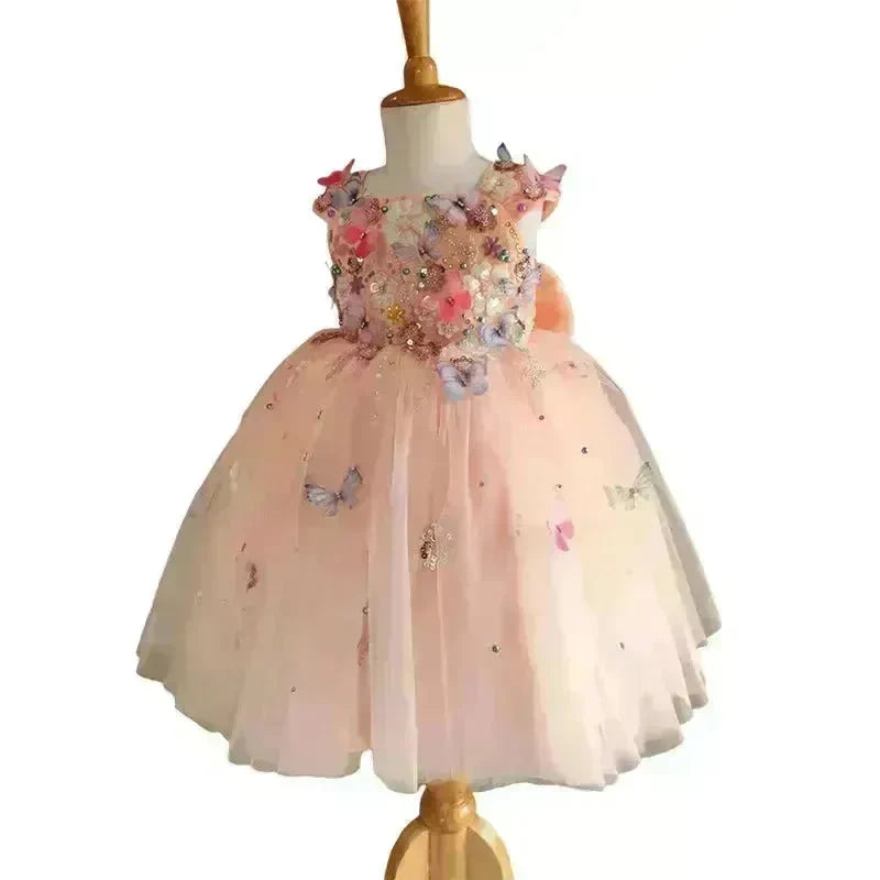 Children's Handmade Flower Fashion Special Dress Princess Ball Gown Dress Birthday Photoshoot Dress for girls Party dress for kids - EX-STOCK CANADA
