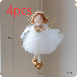 Christmas White Tulle Skirt Golden Wings Angel Girl Pendant EX-STOCK Canada 