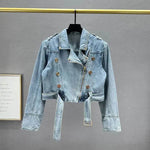 Long sleeved Short Denim Coat Women's Denim Jeans Cropped Jacket - EX-STOCK Canada