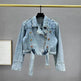 Long sleeved Short Denim Coat Women's Denim Jeans Cropped Jacket - EX-STOCK Canada