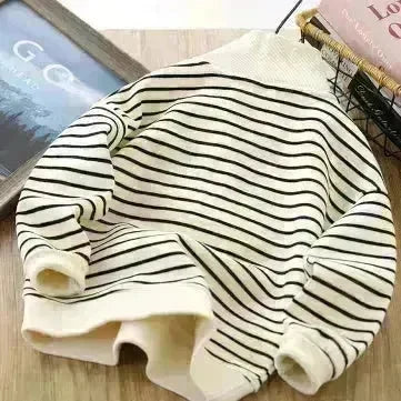 Children Casual Polo Collar Fashion Stripe Sweatshirt Tops Kids - EX-STOCK CANADA