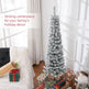 5ft Flocked Christmas Tree, Pencil Christmas Tree With Realistic Branch Tips, Folding Metal Stand, Green EX-STOCK Canada 
