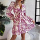 New Floral Printed V-Neck Long Sleeve Dress Fashion Ruffles Bowknot A-Line Short Mini  Skater Dress Women's Clothing - EX-STOCK CANADA