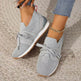New Lace Up Mesh Flats Shoes For Women Breathable Casual Breathable Walking Wedges Sneaker Shoes for Women - EX-STOCK Canada