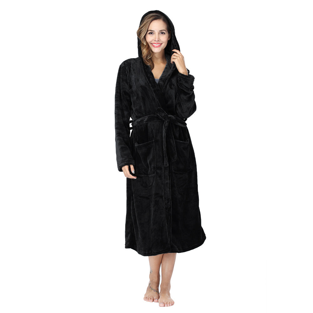 RONGTAI Womens Long Robes Plush Fleece Nightgown Thick Hooded Bathrobe With Pockets Fluffy Sleepwear For Men EX-STOCK Canada 