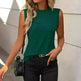 Summer Women's Solid Color Round Neck Sleeveless Loose Tops for Women suitable for Work business Events Ladies Evening Tops. - EX-STOCK CANADA