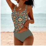 Vintage Printed Split High Waist Conservative Swimwear - EX-STOCK CANADA
