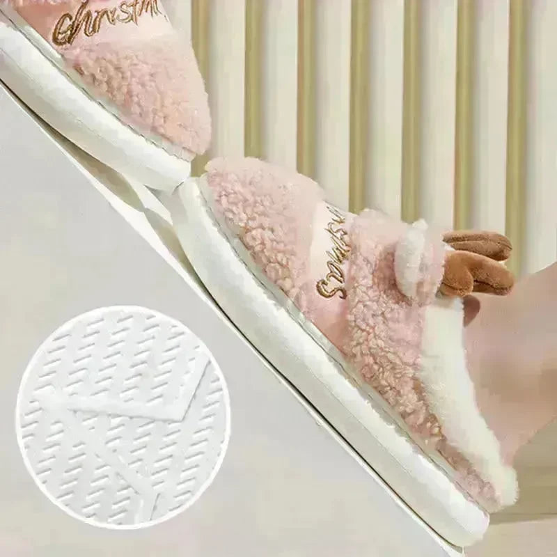 Christmas Shoes Winter Home Slippers Elk Soft Cozy Bedroom Slipper Slip On House Shoes - EX-STOCK CANADA