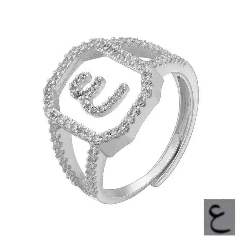 Fashion Micro Inlaid Zircon Arab Letters Ring for women - EX-STOCK CANADA