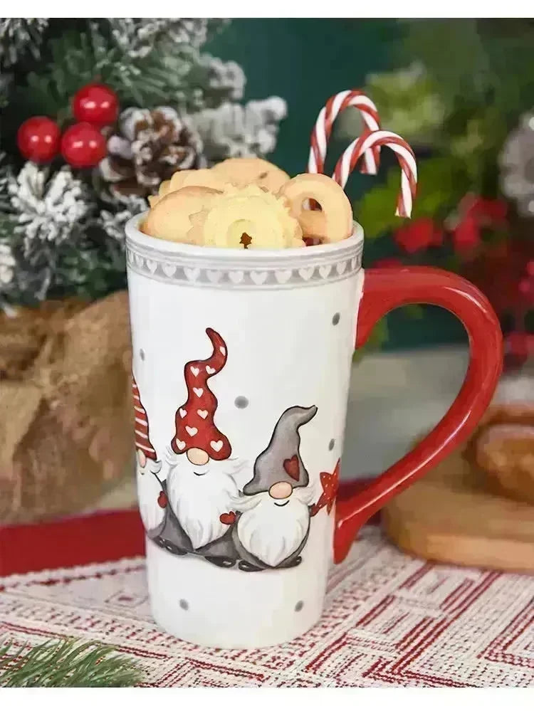 Christmas Large Capacity Nordic Christmas Tall Hat Ceramic Relief Mug Cup - EX-STOCK CANADA