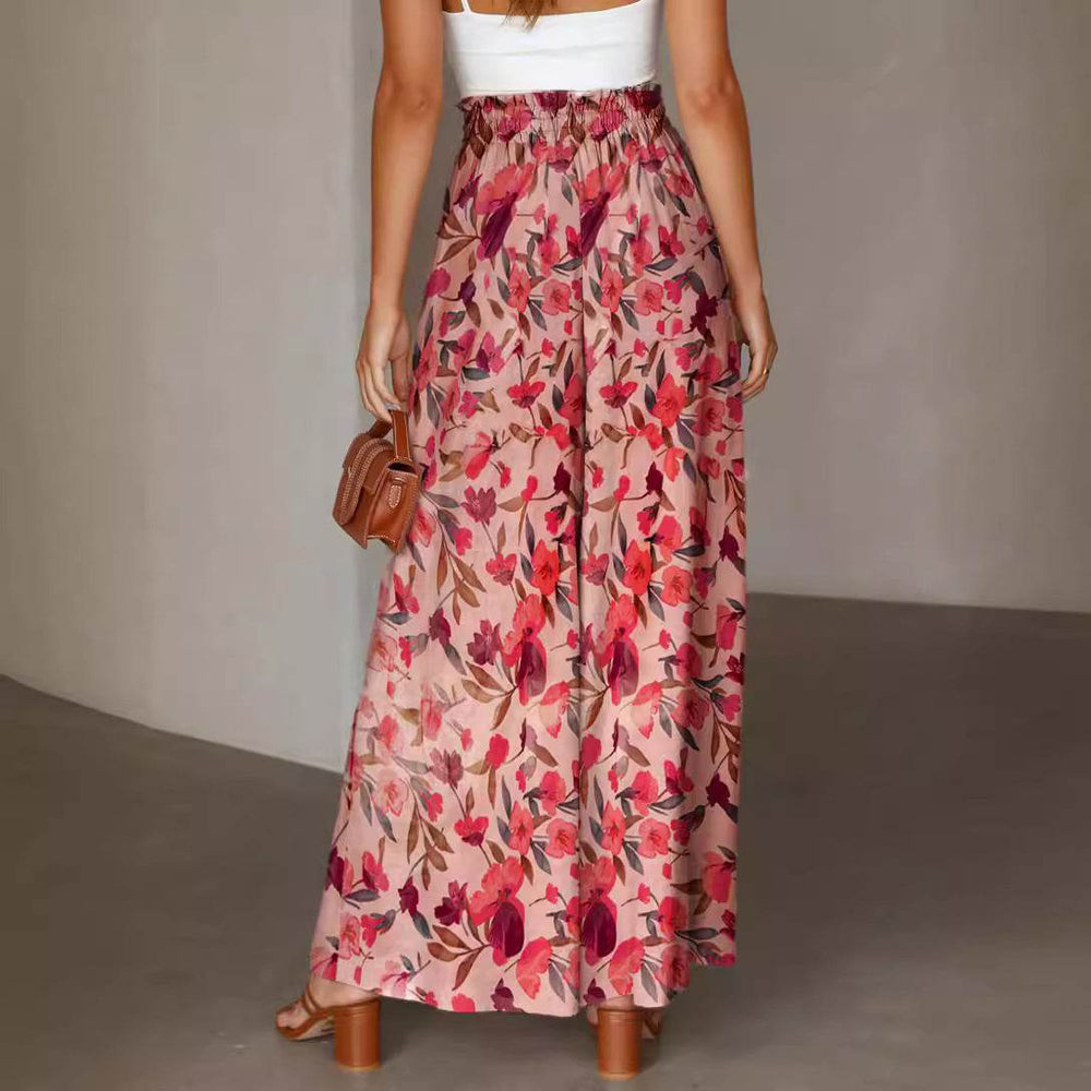 Printed Comfortable Casual High Waist Wide-leg Floral Palazzo Trousers women - EX-STOCK Canada