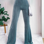 High Waist Lamp Wick Corduroy Bell-bottom Pants Wide Leg Women - EX-STOCK Canada