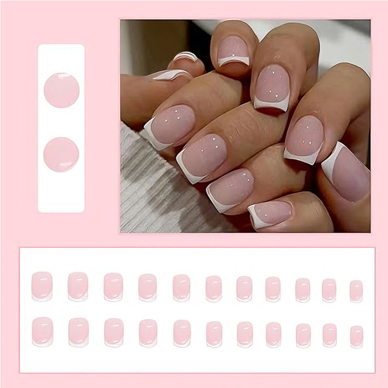 24 PCS Minimalist And Short Flat Nail Art,  Water Pipe Fake Nails, Had Nail Tips False Nail EX-STOCK Canada 