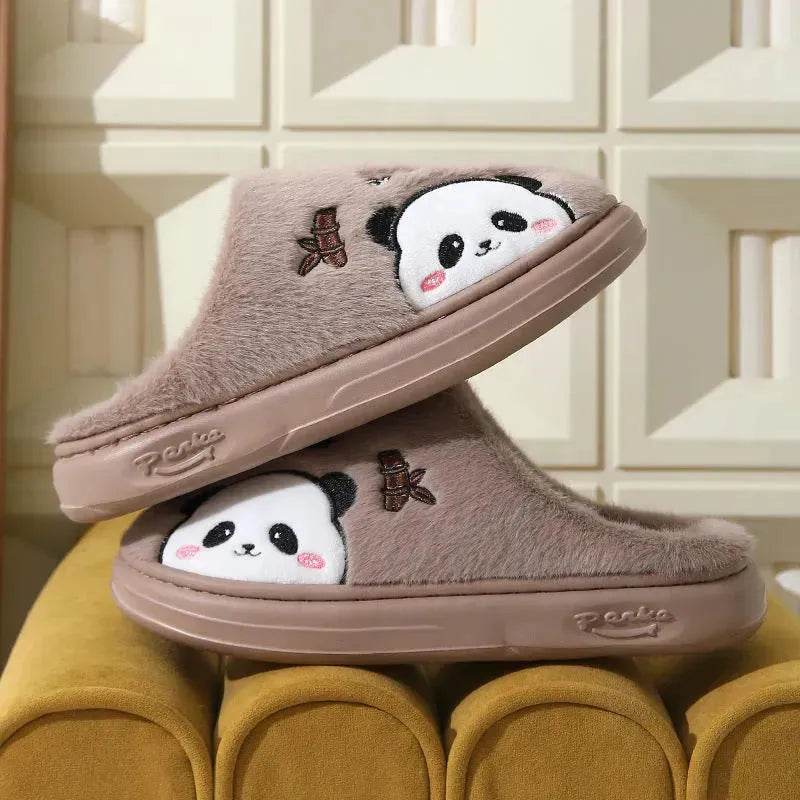 Cute Cartoon Panda Slippers Home Winter Warm Thick-soled Floor Bedroom Slipper Couples House Shoes - EX-STOCK Canada