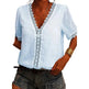 Women Chiffon blouse top  European And American spring summer Embroidered Lace Short-Sleeved Blouse Women - EX-STOCK CANADA