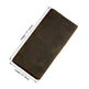 Men's Dark Brown Crazy Horse Leather Long Wallet, 19 × 9 cm