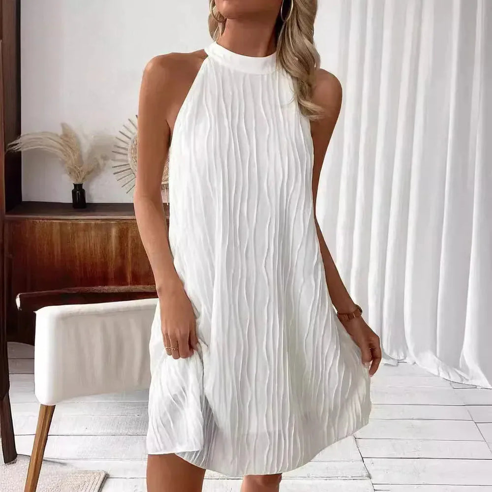 Fashion Dresses For Women Pure Color Halter Backless Dress - EX-STOCK CANADA