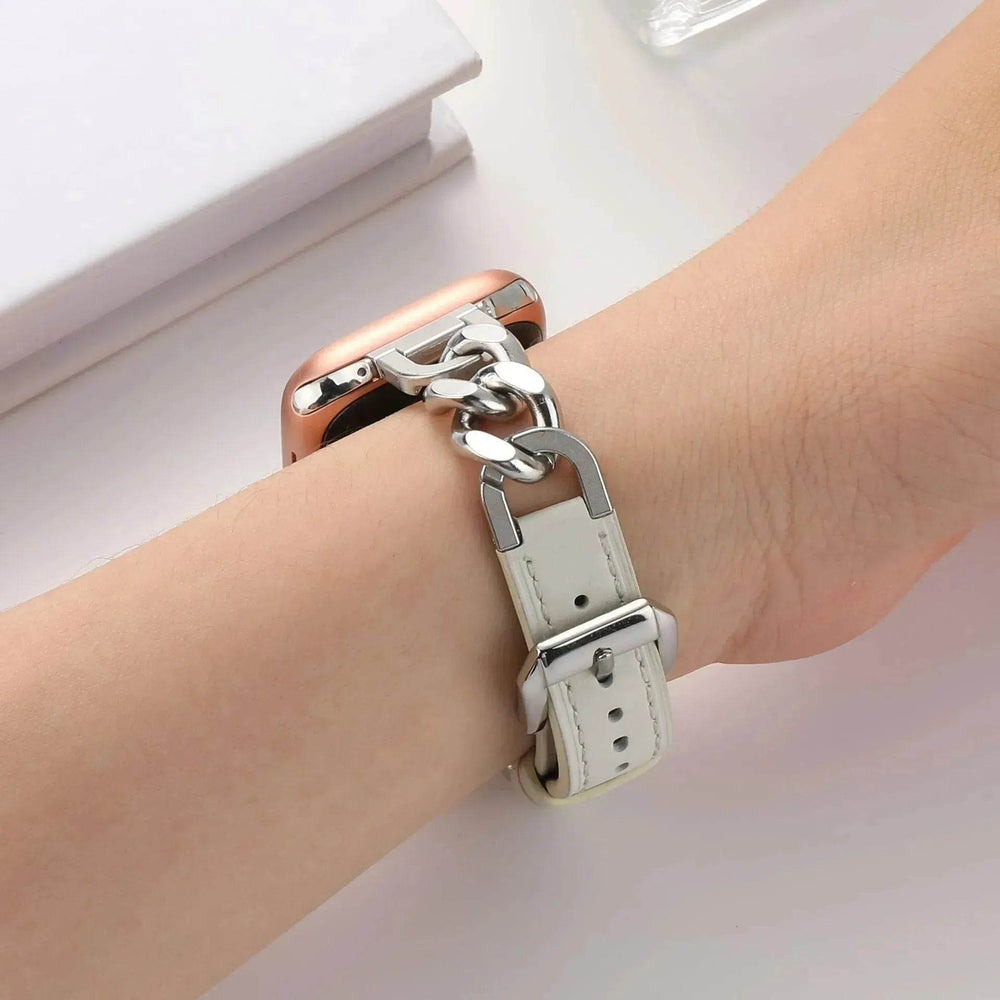 Women Leather and Stainless Steel Watch Strap for Apple iwatch - EX-STOCK Canada