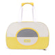 Pet carrier with yellow and gray design on a white background