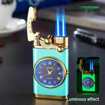New Lighter With Electric Watch Rocker Arm Automatic Ignition Straight Blue Flame Lighter Creative Real Dial Inflatable Windproof Cigar Lighter Men's Watch Gift - EX-STOCK Canada