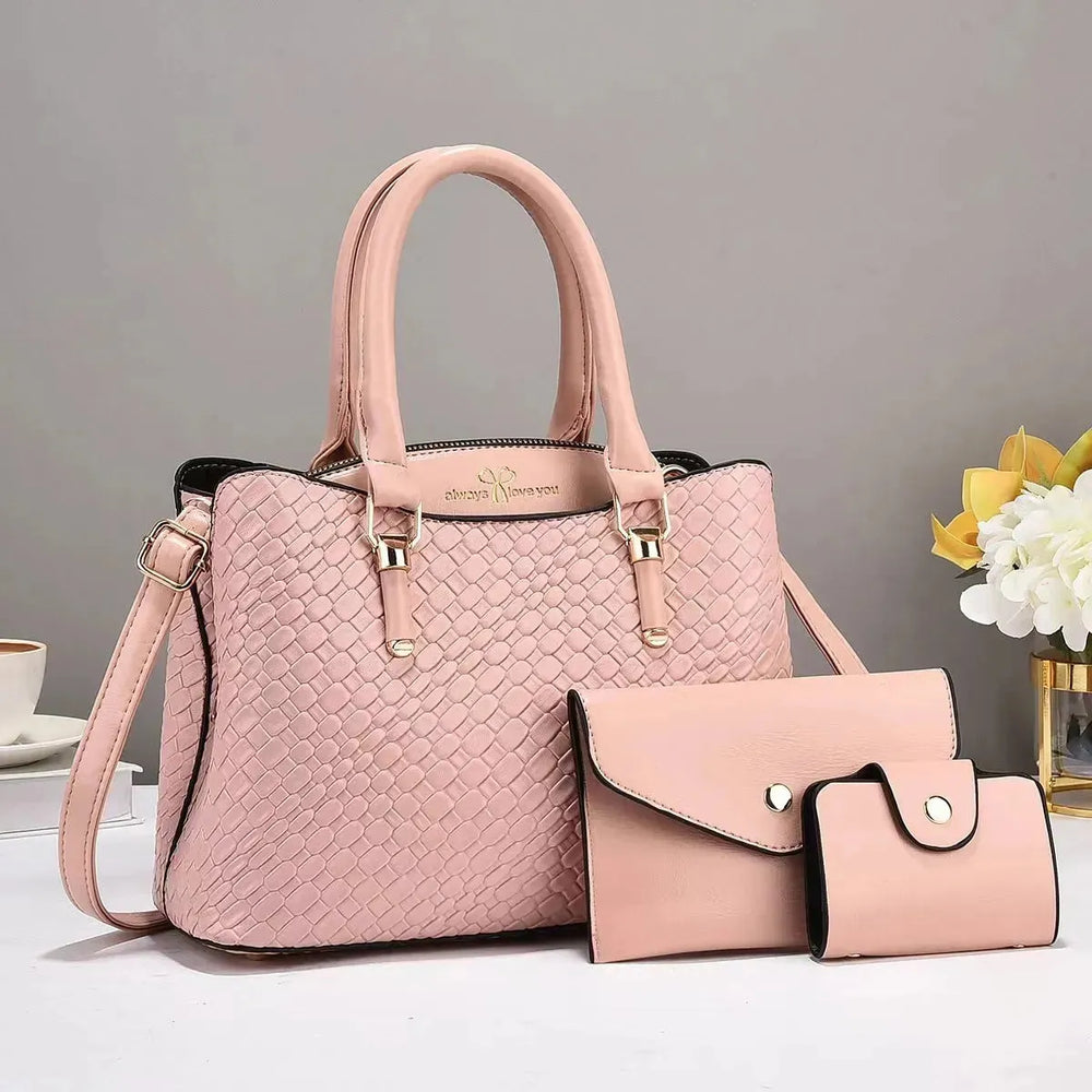Woven Texture Three-piece Set Large Capacity One Shoulder Combination Bags women - EX-STOCK CANADA