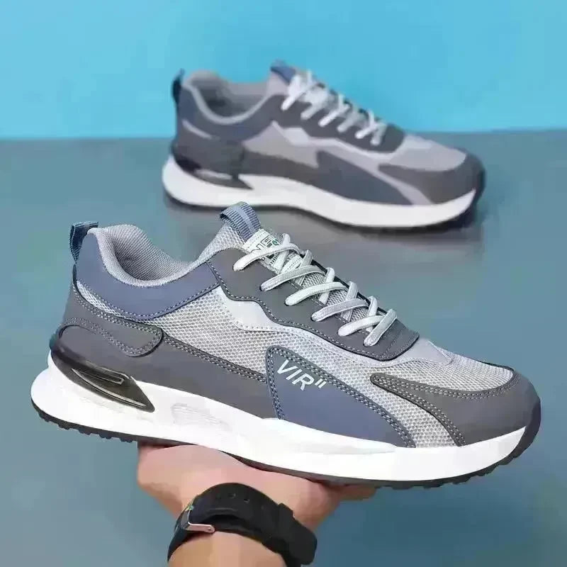 Men's Color Block Mesh Shoes Fashion Casual Lace-up Sneakers Outdoor Breathable Running Sports Shoes - EX-STOCK CANADA