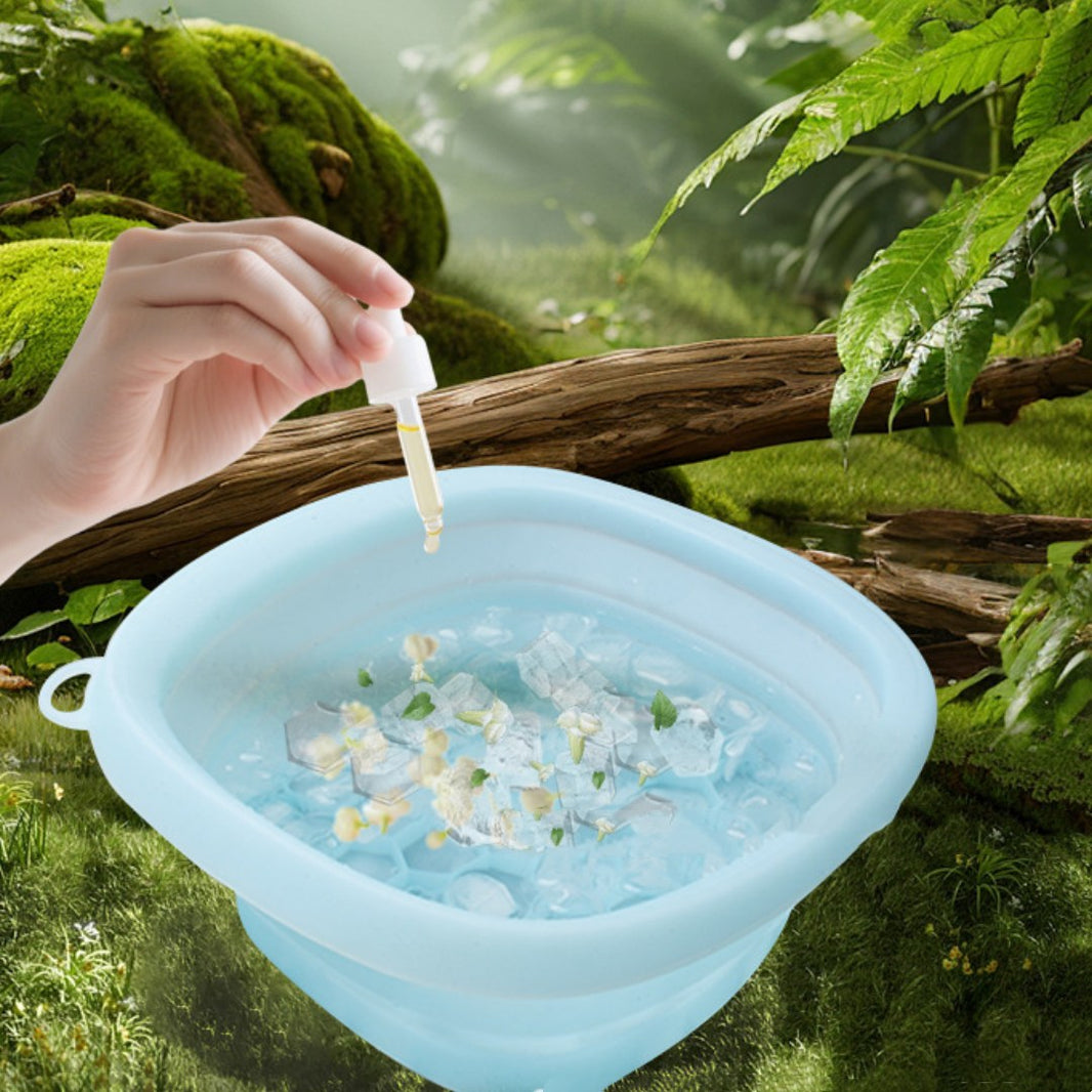 Solid-color Portable Foldable Silicone Ice Basin For The Face 