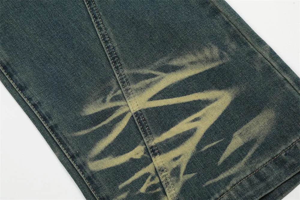 Washing Indentation Denim Bootcut Jeans Pants Men - EX-STOCK Canada