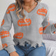 Halloween Contrast Color Pumpkin Cut Long Sleeve Sweater - EX-STOCK Canada