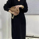 Autumn Winter Knitted V-neck Long Sweater Dress - EX-STOCK Canada