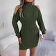 Fashionable Autumn Winter Slim fit Woolen Twist Knitted Mini Sweater Dress - EX-STOCK Canada