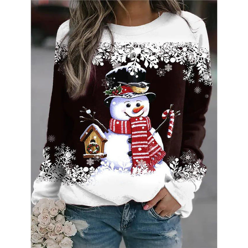 Snowman Printed Panel Loose Sweater EX-STOCK Canada 