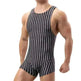 New Vertical Striped Pajamas Sports Swimming Brief Bodysuit for men - EX-STOCK CANADA