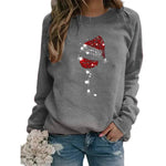 Clothing Christmas Women's Sweater Christmas Hat Red Wine Glass Graphic Print Crew Neck Long-sleeved Sweater - EX-STOCK Canada