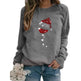 Clothing Christmas Women's Sweater Christmas Hat Red Wine Glass Graphic Print Crew Neck Long-sleeved Sweater - EX-STOCK Canada
